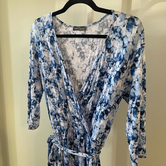 Market & Spruce Blue Wrap Dress - Picture 3 of 6